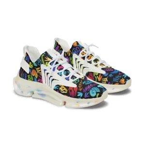 Colored Dinosaurs Patterns Women's Mesh Sneakers