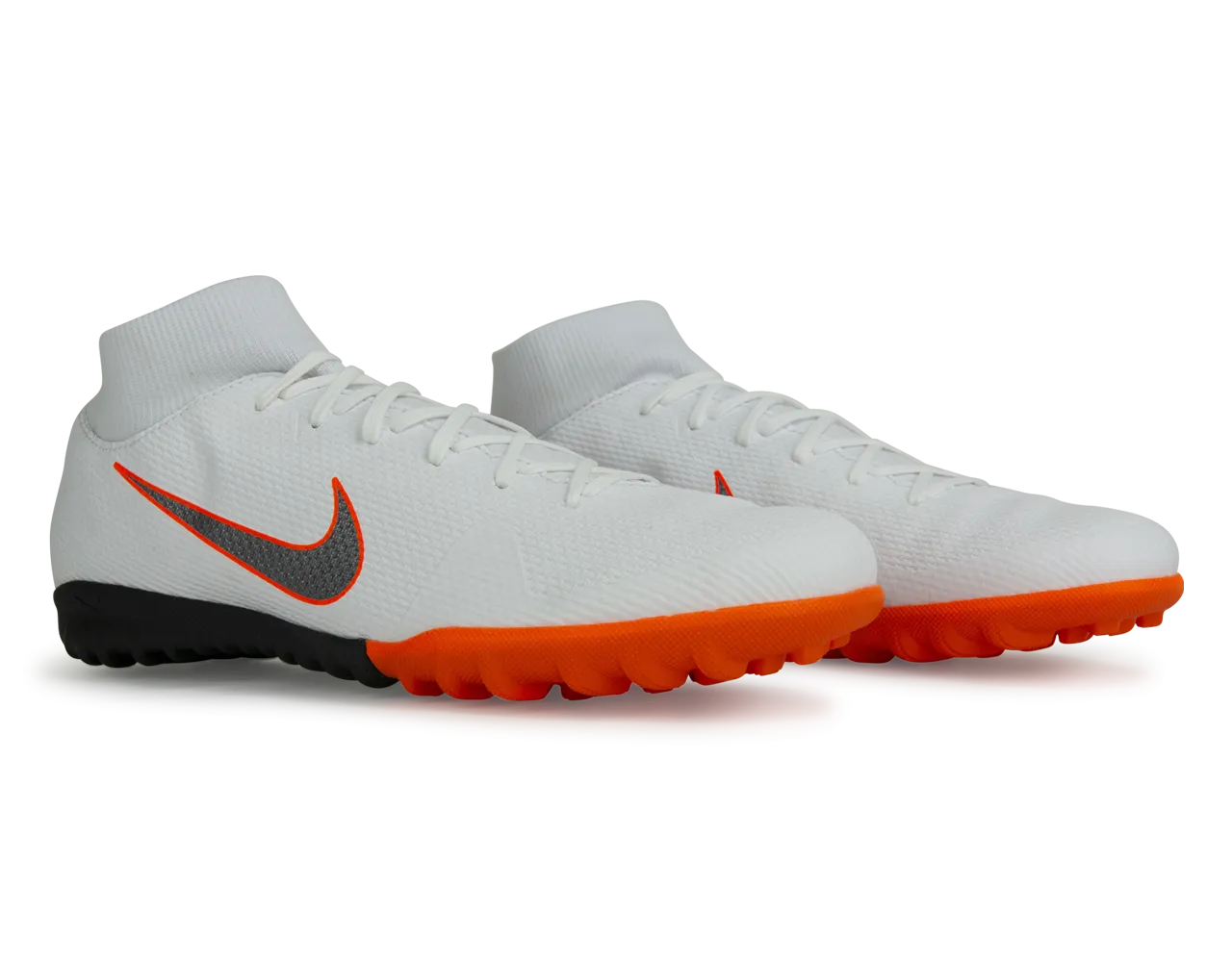 Nike Men's Mercurial SuperflyX 6 Academy Turf Soccer Shoes White/Metalic Cool Grey/Total Orange