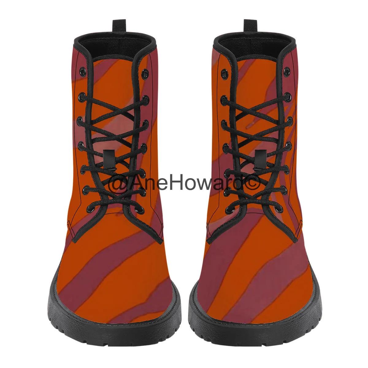 Red Zebra Vegan Leather Boots