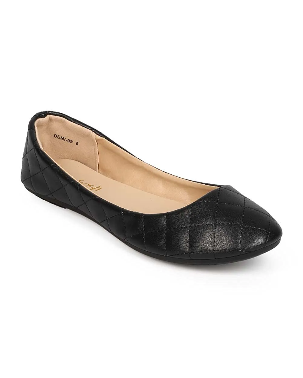 Refresh EE11 Women Quilted Leatherette Round Toe Slip On Ballet Flat