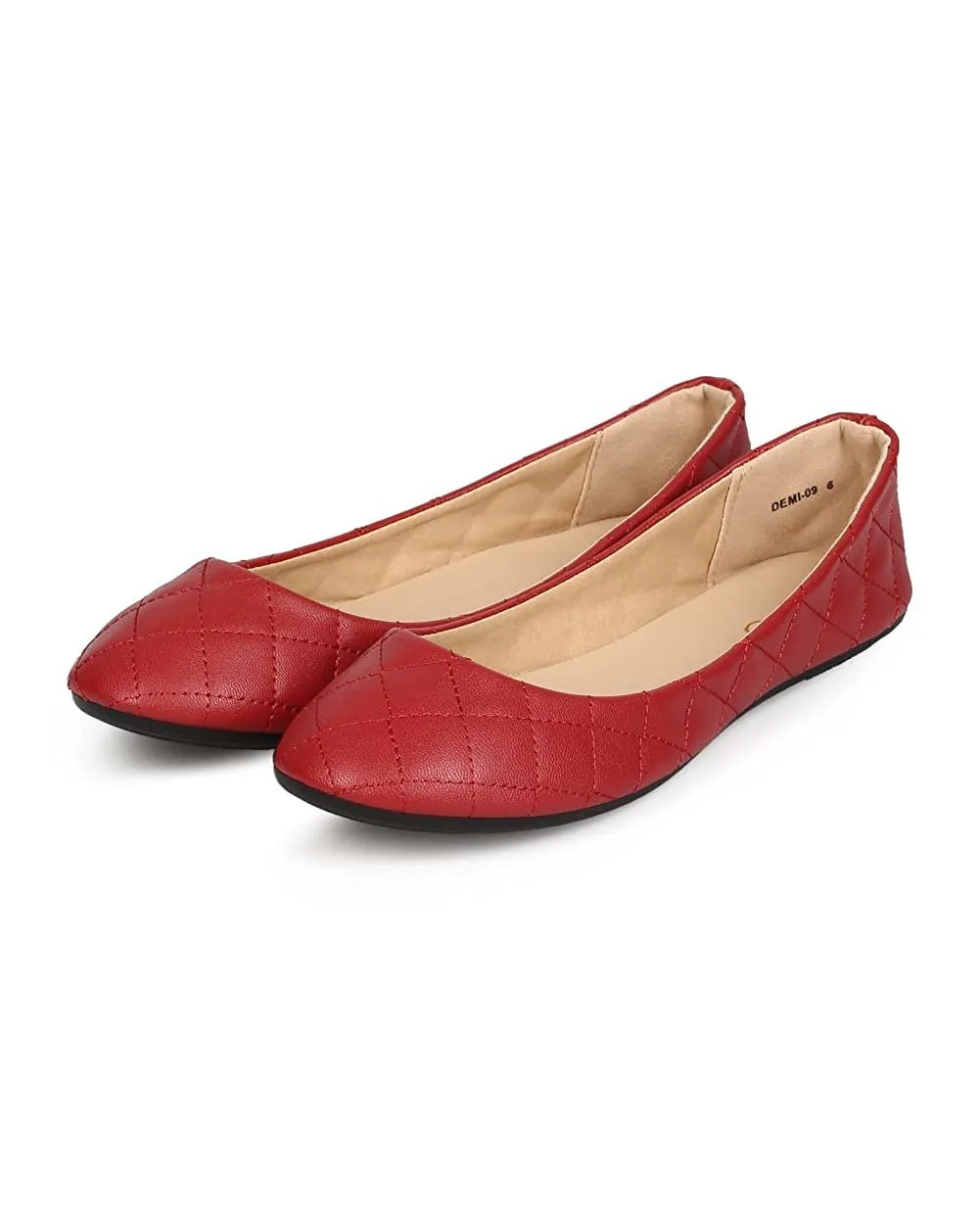 Refresh EE11 Women Quilted Leatherette Round Toe Slip On Ballet Flat
