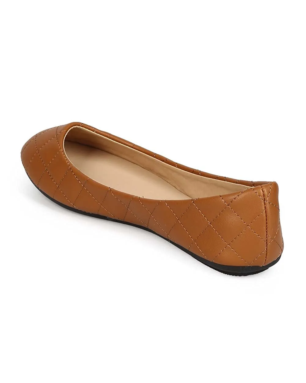 Refresh EE11 Women Quilted Leatherette Round Toe Slip On Ballet Flat